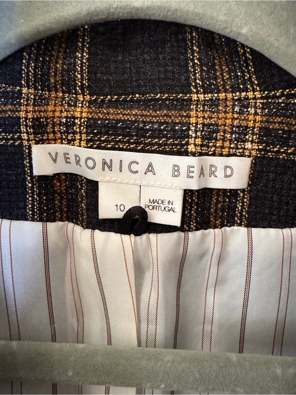 Veronica Beard Oria Black and Brown Plaid Double-Breasted Blazer - Picture 7 of 9
